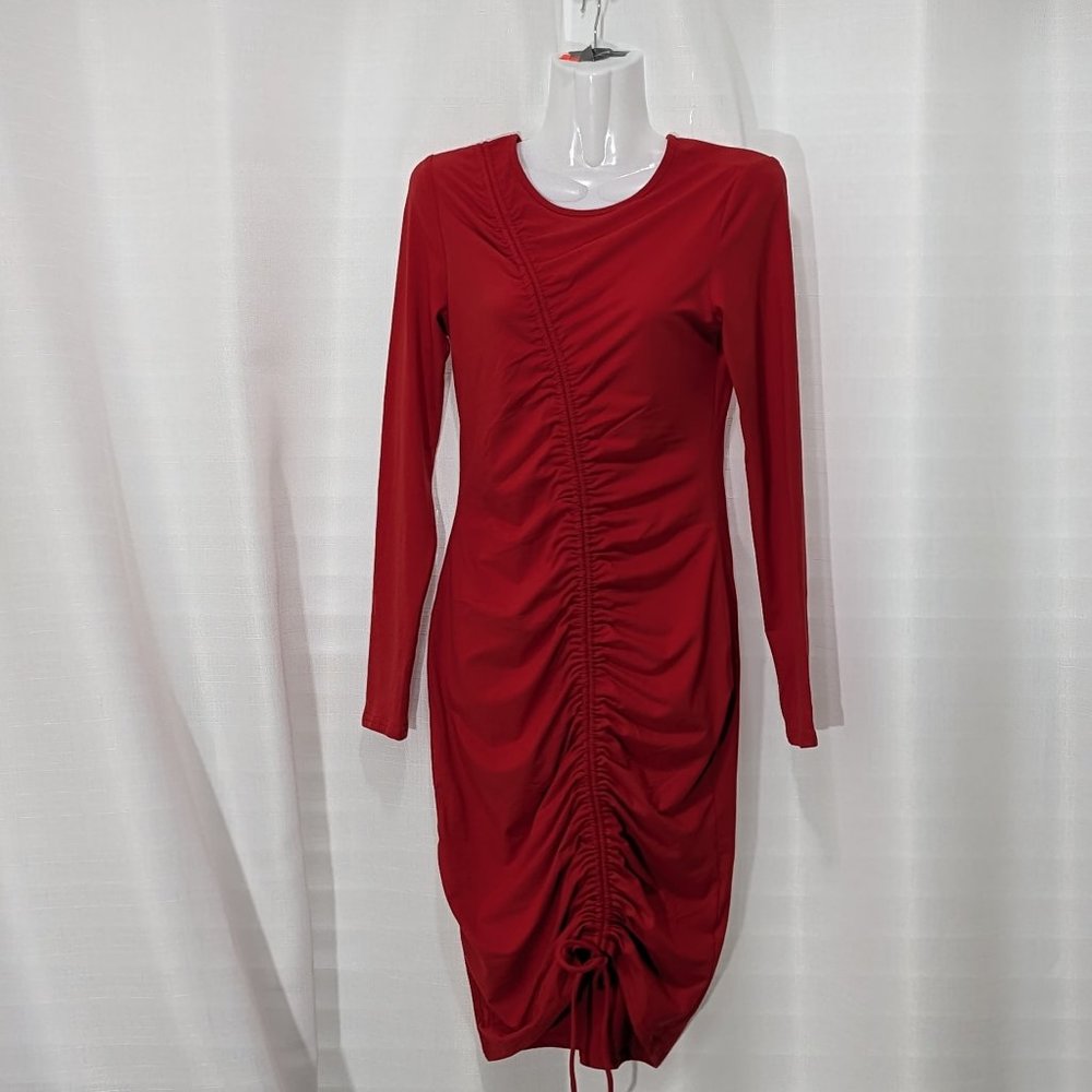 Women's Pencil Bodycom Dress Sexy Casual Long Sleeve Ruched Tight Midi Party